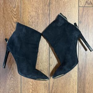 [Used] Nine West Black suede ankle boots - Women Size 10